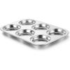 E-far Muffin Top Pan Set of 2, Stainless Steel 6-Cavity Shallow Cupcake Pan for Baking Whoopie Pie, Yorkshire Pudding, Eggs, Cornbread, Drop Cookies, Non-toxic & Standard Size, Oven & Dishwasher Safe(1)