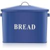 E-far Navy Blue Bread Box for Kitchen Countertop, Metal Bread Bin Holder for Modern Farmhouse Decor, Extra Large & High Capacity Storage Container – 13″ x 9.8″ x 7.3″ – Holds 2+ Loaves, Vintage Style(Blue)