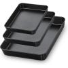 E-far Nonstick Baking Pans Set of 3, Rectangle Stainless Steel Sheet Cake Pan for Toaster Oven, 12.5/10.5/9.4 Inch, Black Bakeware for Brownie Lasagna Casserole Cake, Non-toxic & Healthy, 2 inch Deep