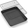 E-far Nonstick Baking Sheet with Rack Set, 16 x 12 x 1 Inch Cookie Sheet Baking Pan with Cooling Rack for Oven, Commercial Grade & Non-Toxic, Easy to Clean(12.5 x 9.5 inch)