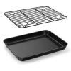 E-far Nonstick Baking Sheet with Rack Set, 16 x 12 x 1 Inch Cookie Sheet Baking Pan with Cooling Rack for Oven, Commercial Grade & Non-Toxic, Easy to Clean(10.5 x 8 inch)