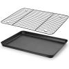 E-far Nonstick Baking Sheet with Rack Set, 16 x 12 x 1 Inch Cookie Sheet Baking Pan with Cooling Rack for Oven, Commercial Grade & Non-Toxic, Easy to Clean(16 x 12 inch)