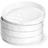 E-far Pasta Bowls Set of 4, 35oz Large Salad Bowls for Serving, Wide and Shallow Ceramic Plates for Kitchen, Double Reactive Glaze, Microwave and Dishwasher Safe, Seashell White(Speckled White)