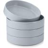 E-far Pasta Bowls Set of 4-35oz Shallow Ceramic Bowl Plates for Serving Dinner, Soup & Salad | Stoneware Pasta Plates | Microwave & Dishwasher Safe | Matte Black(Haze Gray)