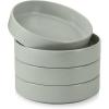 E-far Pasta Bowls Set of 4-35oz Shallow Ceramic Bowl Plates for Serving Dinner, Soup & Salad | Stoneware Pasta Plates | Microwave & Dishwasher Safe | Matte Black(Mist Green)