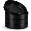 E-far Pasta Bowls Set of 4-35oz Shallow Ceramic Bowl Plates for Serving Dinner, Soup & Salad | Stoneware Pasta Plates | Microwave & Dishwasher Safe | Matte Black(Matte Black)
