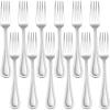 E-far Salad Forks Set of 12, 6.9 Inch Pearled Edge Dessert Forks Stainless Steel Suitable for Party, Home, Kitchen and Restaurant, Non-toxic & Mirror Polished, Dishwasher Safe(6.9inches)