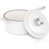 E-far Sauce Pan Set with Lid, 1Qt & 2Qt Enameled Cast Iron Pot Sets for Kitchen Cooking, Small Heavy Duty Dutch Oven Saucepans & Self-basting Lids, Induction-Ready & Easy Clean, White(White)