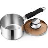 E-far Saucepan with Lid, Max Capacity 2 Quart Stainless Steel Sauce Pot with Glass Lid for Cooking, Easy Clean & Rust Free, Dishwasher Safe(Tri-Ply)