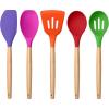 E-far Silicone Cooking Utensils Set, 10-Piece Heat Resistant Kitchen Utensils Set with Wooden Handle for Nonstick Cookware, Kitchen Nonstick Tools Spatula Whisk Tongs Ladle, Non-toxic & Healthy(Khaki)(Multicolor)