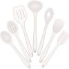 E-far Silicone Cooking Utensils Set, 7-Piece Black Heat Resistant Kitchen Utensils Set, Kitchen Nonstick Tools Spatula Ladle Spoon Pasta Server for Non-stick Cookware, Non-Toxic & Dishwasher safe(White)