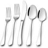E-far Silverware Set for 8 | 40-Piece Heavy Duty Stainless Steel Flatware Cutlery Set, Metal Eating Utensils Includes Spoons and Forks Knives, Mirror Polished & Dishwasher Safe(20)