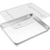 E-far Stainless Steel Baking Sheet with Wire Rack Set, 16” x 12” Cookie Sheet Baking Pan for Oven, Rimmed Large Metal Tray with Cooling Rack for Cooking Roasting, Non-Toxic & Dishwasher Safe(12.5″x9.5″)