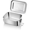 E-far Stainless Steel Bento Box, Large 1400ml Metal Bento Lunch Box Container, 49oz Leak-Proof Lunch Container with Lids and 2 Removable Dividers, Reusable Meal Storage for Camping Picnic Travel Work(1)