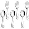 E-far Stainless Steel Kids Forks, 6-Piece Toddlers Forks Safe for Preschooler/Children, Hammered Adult look & Small Size, Rust Free & Dishwasher Safe(Animal Spoons & Forks)