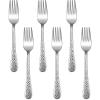 E-far Stainless Steel Kids Forks, 6-Piece Toddlers Forks Safe for Preschooler/Children, Hammered Adult look & Small Size, Rust Free & Dishwasher Safe(Hammered Fork)