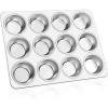 E-far Stainless Steel Muffin Pan Set of 5, 12 Cups Cupcake Pans Tins for Baking, Non-Toxic Metal Muffin Tray Molds for Small Mini Cupcake, Heavy Duty & Regular Size, Rust Free & Dishwasher Safe(Silver)
