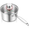 E-far Stainless Steel Saucepan Set – 1Qt & 2 Qt, Triply Sauce Pan Pot with Lid for Cooking Pasta Warming Milk Boiling Water, Small Metal Cookware for Kitchen, Induction Ready & Heavy Duty(2 Quarts)