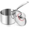 E-far Stainless Steel Saucepan Set – 1Qt & 2 Qt, Triply Sauce Pan Pot with Lid for Cooking Pasta Warming Milk Boiling Water, Small Metal Cookware for Kitchen, Induction Ready & Heavy Duty(1 Quarts)