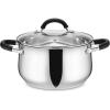 E-far Stainless Steel Stock Pot, 8 Quart Large Cooking Pot with Glass Lid for Boiling Pasta Soup Sauce, Tri-Ply Induction Thick Base for All Stoves, Cool-Touch Handles & Dishwasher Safe(5 Quarts)