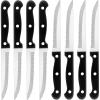 E-far Steak Knife Set of 8, 8.2 Inches Stainless Steel Serrated Knife, Triple Rivet Knife Set for Kitchen Restaurant, Black & Dishwasher Safe