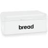 E-far Vintage Bread Box for Kitchen Countertop, Black Metal Bread Storage Container Retro Bread Bin for Pastries/Loaves/Dry Food, Large Capacity & Modern Design (16.7” x 9” x 6.4”)(White)