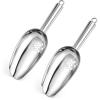 Ice Scoops with Holes, E-far 6 Ounce Stainless Steel Scoops with Drain Holes to Reduce Unwanted Dilution, Metal Scoop for Ice Maker/Freezer/Bar, Rust Free & Dishwasher Safe-2 Pack(6 Ounce)
