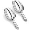 Ice Scoops with Holes, E-far 6 Ounce Stainless Steel Scoops with Drain Holes to Reduce Unwanted Dilution, Metal Scoop for Ice Maker/Freezer/Bar, Rust Free & Dishwasher Safe-2 Pack(8 Ounce)