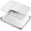 Large Baking Sheet with Rack Set, E-far 20”x14” Stainless Steel Cookie Sheet Pan for Oven Cooking Roasting, Rimmed Metal Tray with Wire Cooling Rack for Bacon Meat Steak – Dishwasher Safe(16”x12”)