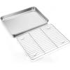 Large Baking Sheet with Rack Set, E-far 20”x14” Stainless Steel Cookie Sheet Pan for Oven Cooking Roasting, Rimmed Metal Tray with Wire Cooling Rack for Bacon Meat Steak – Dishwasher Safe(12.4”x9.7”)