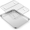 Large Baking Sheet with Rack Set, E-far 20”x14” Stainless Steel Cookie Sheet Pan for Oven Cooking Roasting, Rimmed Metal Tray with Wire Cooling Rack for Bacon Meat Steak – Dishwasher Safe(9.4”x7.3”)