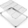 Large Baking Sheet with Rack Set, E-far 20”x14” Stainless Steel Cookie Sheet Pan for Oven Cooking Roasting, Rimmed Metal Tray with Wire Cooling Rack for Bacon Meat Steak – Dishwasher Safe(19.6”x13.6”)