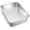 Lasagna Pan Set of 2, E-far Deep Stainless Steel Baking Pans, 12.75 x10 x3.2 Inches Rectangular Metal Roasting Baking Dish Bakeware for Oven, Non-Toxic & Heavy Duty, Dishwasher Safe(12.75″ x 10″ (1-Pack))
