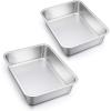 Lasagna Pan Set of 2, E-far Deep Stainless Steel Baking Pans, 12.75 x10 x3.2 Inches Rectangular Metal Roasting Baking Dish Bakeware for Oven, Non-Toxic & Heavy Duty, Dishwasher Safe(12.75″ x 10″ (2-Pack))
