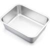 Lasagna Pan Set of 2, E-far Deep Stainless Steel Baking Pans, 12.75 x10 x3.2 Inches Rectangular Metal Roasting Baking Dish Bakeware for Oven, Non-Toxic & Heavy Duty, Dishwasher Safe(10.6″ x 8.3″ (1-Pack))