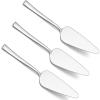 Matte Black Pie Server Set of 5, E-far 8.9 Inch Stainless Steel Cake Server Cutter for Pastry Cheese Pizza, Serrated Edge with Square Handle(Silver)