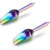 Mini Ice Scoop Set of 2, E-far 3 Ounce Gold Stainless Steel Scoops for Candy/Flour/Sugar, Small Metal Scoops for Party/Canisters Jars/Kitchen Bar/Ice Maker, Rust Proof & Dishwasher Safe(Rainbow)