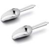 Mini Ice Scoop Set of 2, E-far 3 Ounce Gold Stainless Steel Scoops for Candy/Flour/Sugar, Small Metal Scoops for Party/Canisters Jars/Kitchen Bar/Ice Maker, Rust Proof & Dishwasher Safe(Silver)