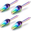 Mini Scoop Set of 8, E-far 3 Ounce Stainless Steel Scoops for Ice Cube/Candy/Flour/Sugar, Metal Utility Scoops for Weddings, Dessert Buffet, Canisters, Food Grade & Rust Free, Easy Clean & Dishwasher(Rainbow)