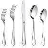 Silverware Set Service for 2, E-far 10-Piece Stainless Steel Flatware Set Cutlery Sets, Include Knife/Fork/Spoon, Simple & Classic Design, Easy Clean & Dishwasher Safe(Simple)
