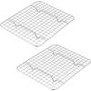 Small Baking Cooling Rack Set of 2, E-far Stainless Steel Toaster Oven Rack for Cooking Roasting Grilling Meat, 8.6” x 6.2” Metal Bakeable Wire Racks for Cookie Cake Bacon – Dishwasher Safe(9.7” x 7.3”)