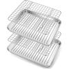 Small Stainless Steel Baking Sheet, E-far Toaster Oven Tray with Rack Set, Metal Textured Broiling Pan with Wire Rack for Cooking/Cooling/Bacon/Cookies/Steak – Dishwasher Safe