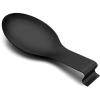 Spoon Rest Set of 2, E-far Stainless Steel Spoon Ladle Holder Spatula Rest for Kitchen Stove Top, Large Size & Dishwasher Safe(Black)