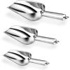 Stainless Steel Scoop Set of 3 (3-5-8 Ounce), E-far Small Metal Scoops for Candy/Flour/Dry Goods/Sugar/Ice Cube, Heavy Gauge Kitchen Utility for Canisters/Jars, Rust Free & Dishwasher(5-8-12 Ounce)