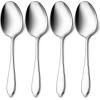 Stainless Steel Slotted Serving Spoons, E-far 4-Piece Metal Tablespoons Hostess Serving Utensils Set for Catering Buffet Party Kitchen Restaurant, Dishwasher Safe(Serving Spoons x 4)