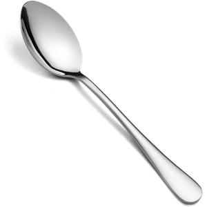12-Piece Teaspoons, E-far 6.7 Inches Stainless Steel Small Spoons for Home Kitchen Restaurant, Mirror Polished & Dishwasher Safe(Round Handle)