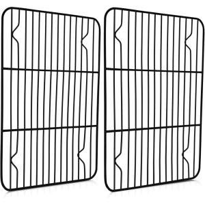 Cooling Rack Set of 2, E-far 1/2 Sheet Baking Racks for Oven Cooking Roasting Grilling, Non-stick 16.4” x 11.4” Wire Rack for Cookie Cake Bacon Meat Resting, Non-toxic & Easy to Clean(11.7” x 9”)
