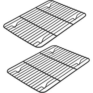Cooling Rack Set of 2, E-far 1/2 Sheet Baking Racks for Oven Cooking Roasting Grilling, Non-stick 16.4” x 11.4” Wire Rack for Cookie Cake Bacon Meat Resting, Non-toxic & Easy to Clean(8.7” x 6.2”)