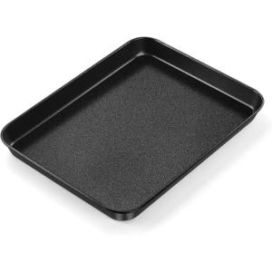 E-far 12.3×9.5×1 Inch Cookie Sheet for Baking, Nonstick Metal Oven Tray Pan for Cookies Jellyroll Cake, Nontoxic Rectangle Carbon Steel Baking Pan for Toaster Oven, Warp Resistant & Easy Clean(1)