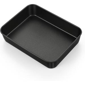 E-far 12.5 x 9.7 Inch Baking Pan, Nonstick Stainless Steel Rectangle Cake Pan for Baking Brownies Casseroles Lasagna, Stainless Steel Core & Nonstick Coating, Non-toxic & Oven Safe(1)